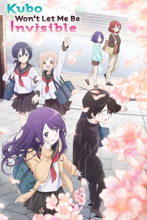 This anime poster features a vibrant scene with six characters in school uniforms, set against a soft pink and white backdrop. The mood is whimsical and dreamy, capturing the essence of a magical school setting.