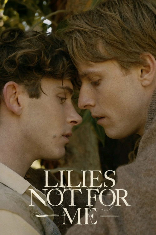 The poster features two young men in close proximity, their faces touching and eyes gazing into each other's. The warm, golden lighting creates an intimate and romantic atmosphere, while the muted earthy tones of the background suggest a natural, perhaps slightly melancholic setting.