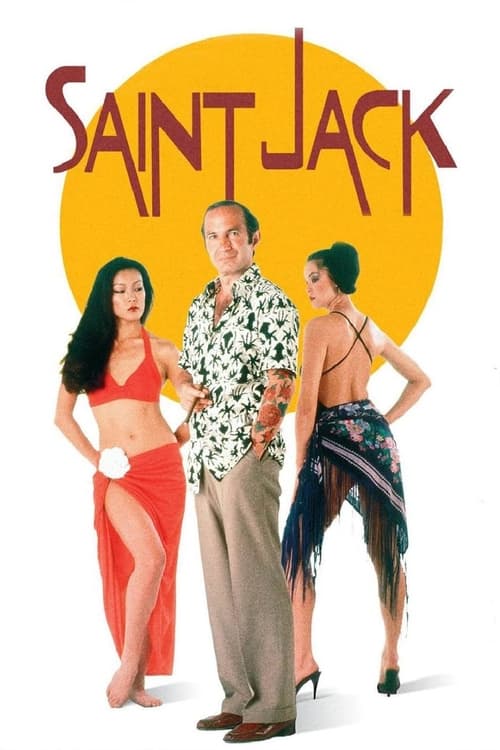 The poster features four characters in a vibrant, tropical setting against a bright yellow background. The man in the center wears a floral shirt and beige pants, while the woman on the left dons a red bikini. The man on the right sports a black-and-white patterned shirt and dark pants. The woman...