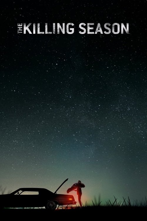 The poster features a lone figure standing in the moonlit night, silhouetted against a starry sky. A car is parked nearby, its red tail lights glowing faintly. The dark, moody atmosphere evokes a sense of mystery and tension, hinting at the thriller genre of the show.