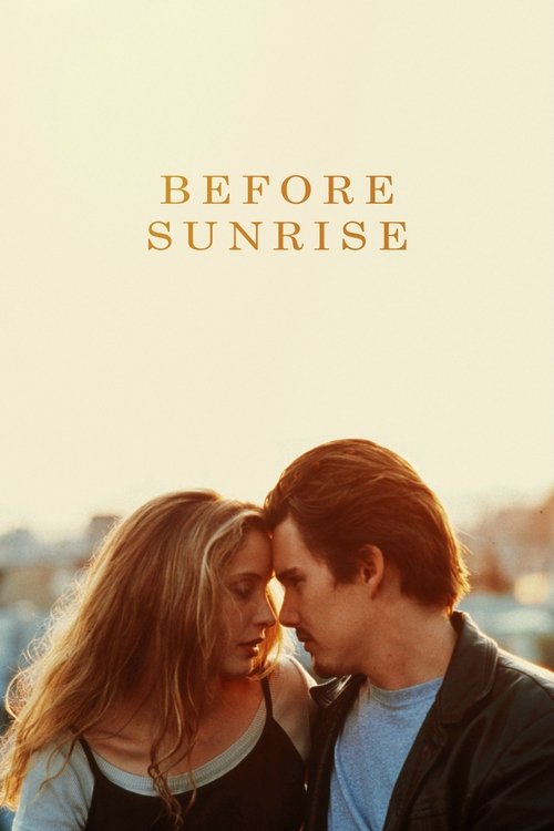 The poster features a couple in a close embrace, their faces touching softly against a warm, golden sunset backdrop. The soft lighting and romantic pose evoke a nostalgic, intimate mood, capturing the essence of a classic film moment.