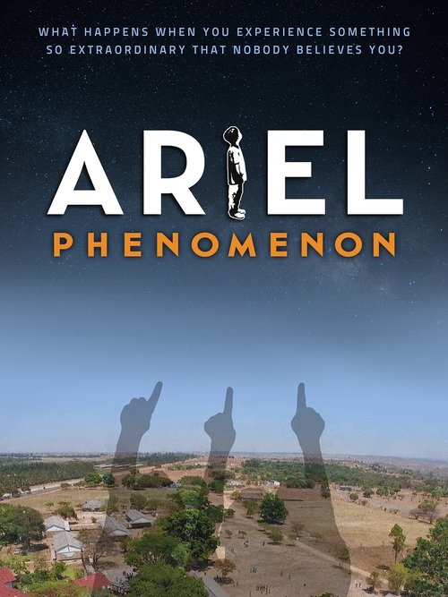 The poster features silhouetted figures against a twilight sky, evoking mystery and intrigue. The title "Ariel Phenomenon" stands out in bold white and orange text, suggesting a blend of wonder and suspense. The desert landscape beneath adds a sense of isolation and natural beauty, hinting at the...