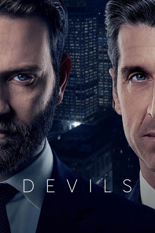 The poster features two men in dark suits against a moody, nighttime cityscape backdrop. The cool blue tones and shadows create an ominous, suspenseful mood, hinting at a thriller or crime drama.