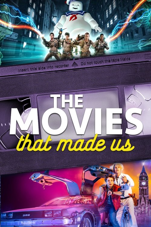 This vibrant poster celebrates the diverse cast of "The Movies That Made Us," featuring a mix of futuristic sci-fi characters and animated figures. The dynamic composition uses bold colors like purple, blue, and orange to create an energetic atmosphere. The title is prominently displayed in large...