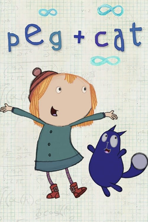 This whimsical poster features a cheerful girl with red hair and a blue dress, accompanied by a playful blue cat. The soft pastel colors and simple line art evoke a gentle, dreamy mood, capturing the essence of a cozy children's story.