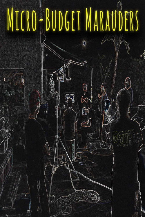 The poster features a gritty, low-light scene with a group of people in dark clothing, suggesting a serious or rebellious atmosphere. The title "Micro-Budget Marauders" is prominently displayed in bold, yellow text at the top, hinting at a budget-conscious group. The overall mood is mysterious an...