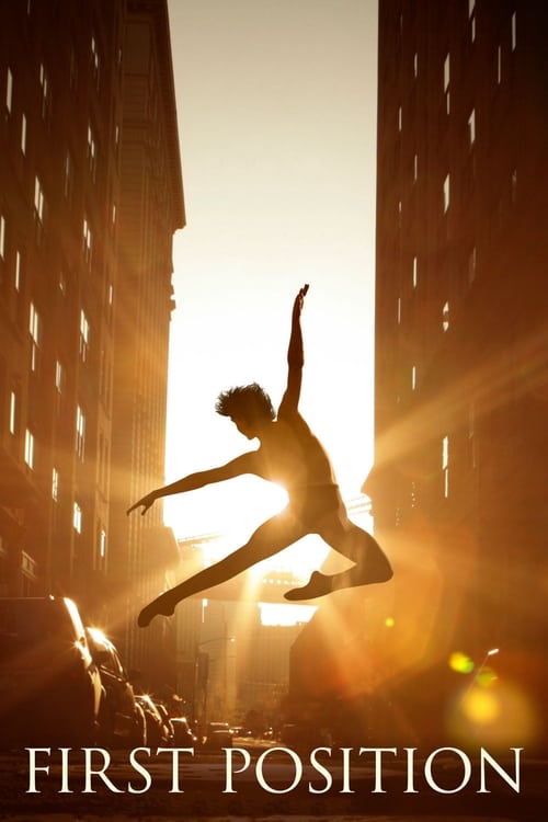 A silhouette of a person mid-jump against a golden sunset, with the title "First Position" prominently displayed at the bottom.