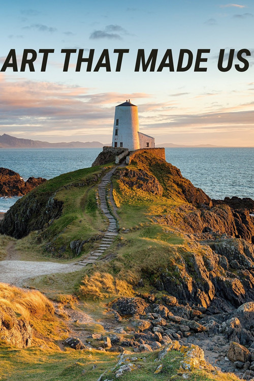 The poster features a lone lighthouse standing atop a rugged, grassy cliff overlooking a serene ocean at sunset. Warm golden hues blend with soft blues and purples, evoking a peaceful, reflective mood. The minimalist composition emphasizes the solitary beauty of the scene, capturing the essence o...