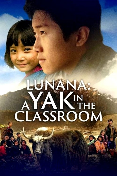 The poster features a young Asian boy and girl in the foreground, with a serene landscape and herd of yak animals in the background. The warm colors and peaceful atmosphere evoke a sense of innocence and connection to nature.