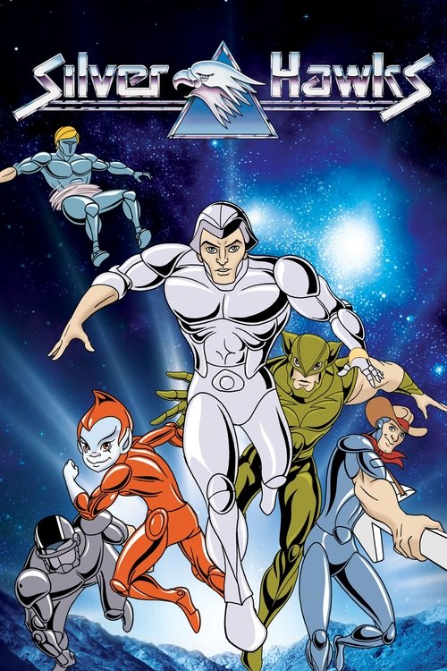 The poster features a group of animated characters in space, with a central figure in a white suit and a green-clad hero. The vibrant colors of orange, blue, and green create a dynamic and energetic atmosphere. The characters appear to be in motion, suggesting adventure and excitement. The backgr...