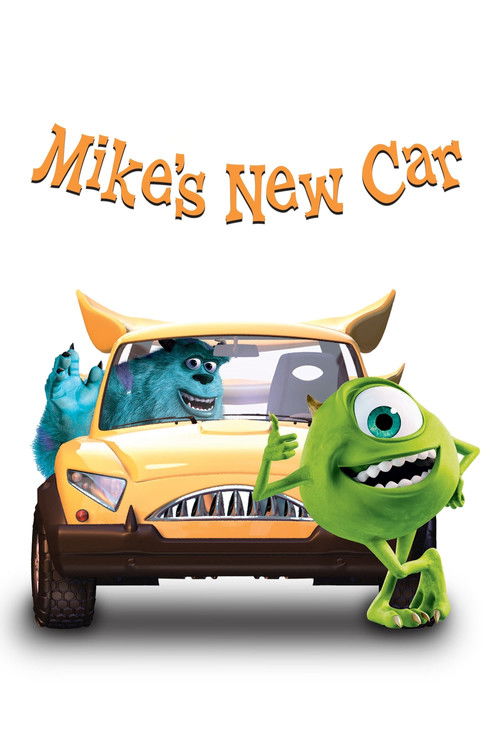 This vibrant movie poster features Mike Wazowski, a cheerful green monster with one large eye, standing proudly next to his yellow car. The playful and fun atmosphere is captured with bright colors and a sense of adventure, inviting viewers to join Mike on his exciting new journey.