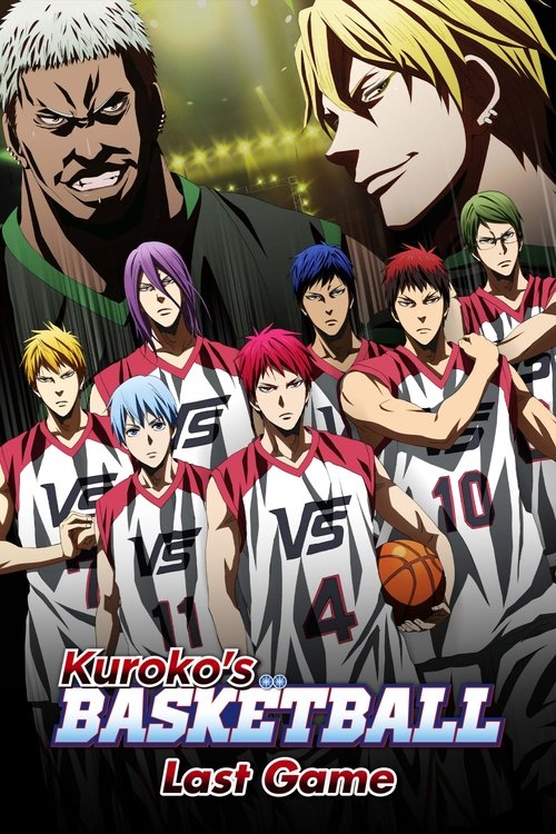 The poster features a dynamic group of basketball players in red and white jerseys, exuding energy and camaraderie. The background is filled with dramatic lighting and shadows, creating a sense of anticipation and intensity. The title "Kuroko's Basketball" is prominently displayed in bold, styliz...