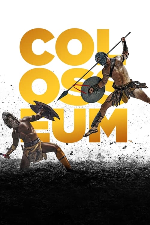 The poster features two ancient warriors in motion against a dramatic black background. The title "COLOSSEUM" is prominently displayed in bold, golden letters, evoking a sense of epic glory and historical grandeur. The overall mood is one of action and adventure, capturing the essence of ancient ...