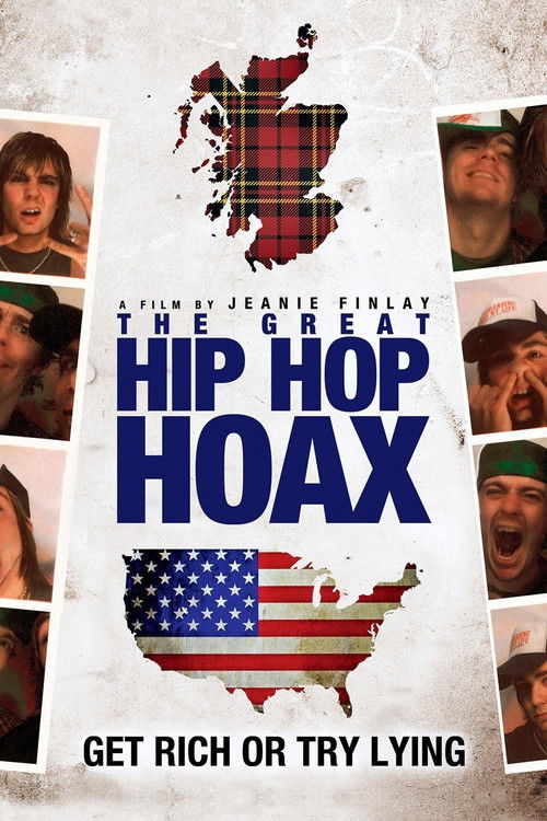 The poster features a collage of diverse faces around a central map of the US, with a red plaid shirt and American flag design. The bold blue text announces the film's title, while the tagline "Get Rich or Try Lying" hints at the movie's comedic and satirical tone. The muted background and varied...