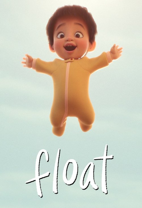 A cute baby floats joyfully against a soft blue sky, arms outstretched in wonder. The warm yellow bodysuit contrasts beautifully with the serene backdrop, evoking a sense of pure happiness and innocence.