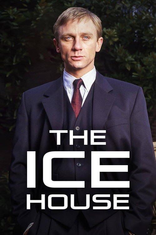 The poster features a man in a formal suit against a dark, moody background, evoking mystery and intrigue. The bold white text "THE ICE HOUSE" dominates the foreground, suggesting a cold, suspenseful atmosphere. The overall composition hints at a thriller or drama with elements of suspense and in...