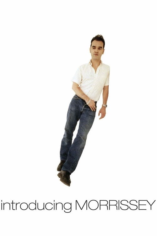 The poster features a stylish man in a white shirt and jeans, exuding confidence against a stark white background. The bold text "Introducing MORRISSEY" at the bottom hints at a musical journey. The minimalist design emphasizes the artist's presence and the exciting anticipation of the music.
