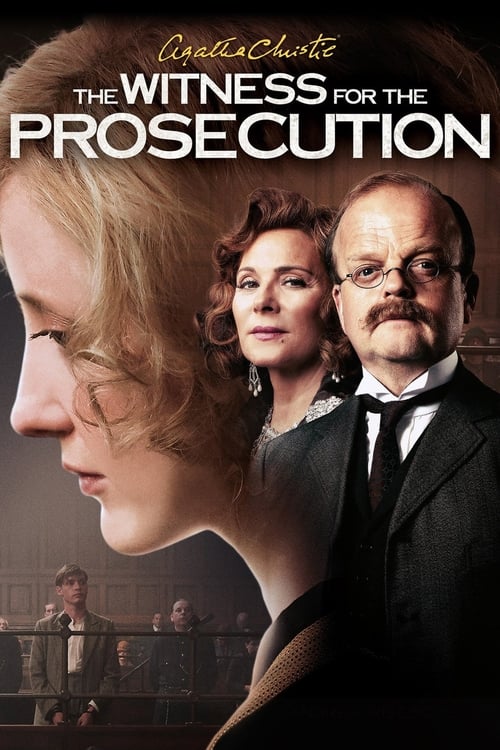 The poster features a dramatic close-up of three characters: a woman with blonde hair, a man with glasses and a mustache, and another woman in the background. The muted tones and shadows create an eerie, suspenseful mood, hinting at the mystery and intrigue of the story.