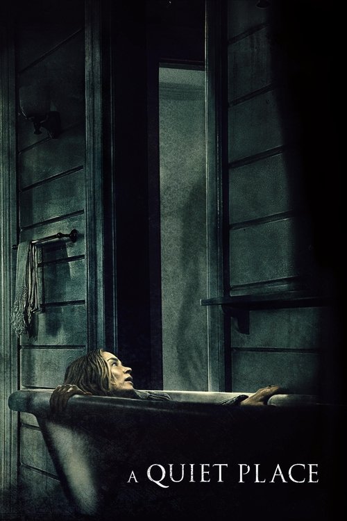 A lone figure lies in a dark bathtub, eyes closed in horror. The room is dimly lit with muted greens and grays, creating a chilling atmosphere. The poster conveys a sense of isolation and fear, hinting at the suspenseful thriller genre.