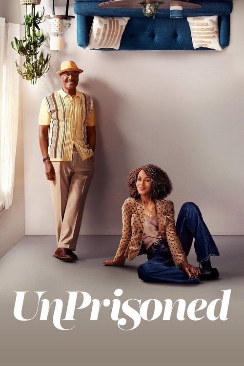 The poster features a man in a yellow shirt and hat standing beside a woman in a leopard print top and jeans, both looking relaxed. The soft lighting and neutral tones create a calm, everyday atmosphere, suggesting a story about ordinary life.