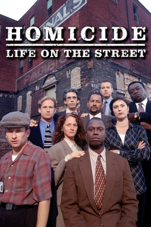 The poster features a group of actors in period clothing against a brick building backdrop. Warm tones dominate the image, creating a gritty atmosphere that hints at the show's crime drama genre.