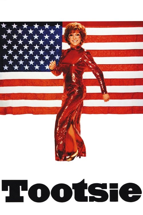 A glamorous woman in a red dress stands confidently against a backdrop of the American flag. The poster exudes elegance and confidence, with bold typography at the bottom.
