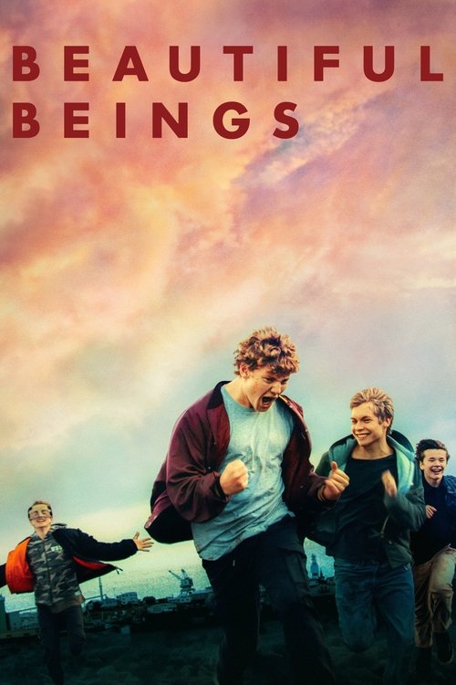 The poster features a group of people in motion against a dramatic sky, with warm tones and a sense of urgency.