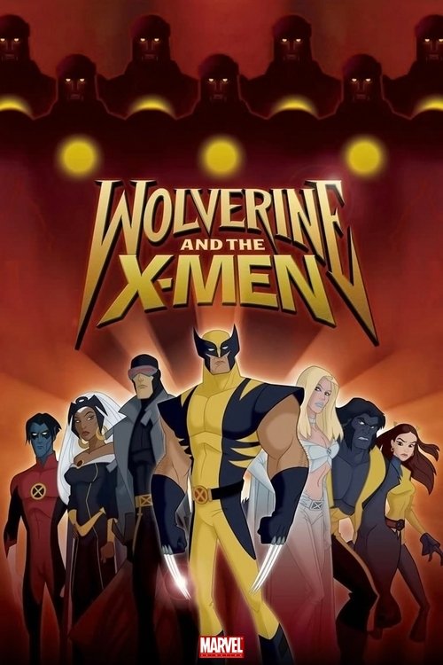 The poster features a dynamic group of X-Men characters in their iconic costumes against a dramatic red and orange backdrop. Wolverine stands prominently in the center, radiating power, while other members like Storm, Cyclops, and others are positioned around him. The intense lighting and bold co...