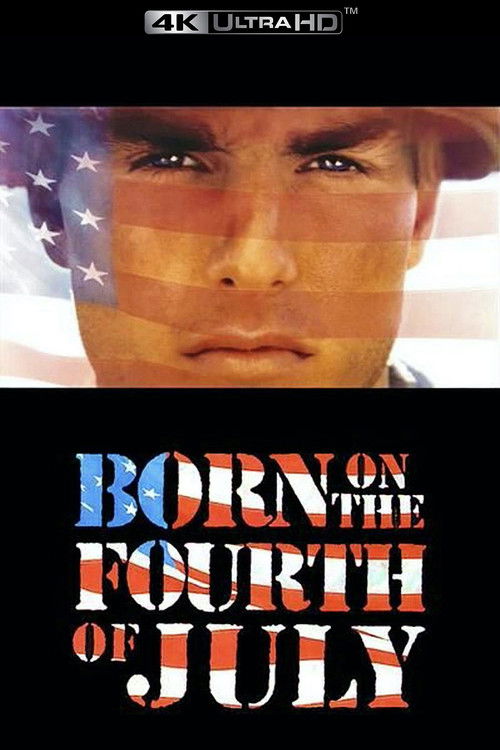 The poster features a close-up of a man's face overlaid with the American flag, evoking patriotism and national pride. The bold, patriotic colors of red, white, and blue dominate the design, creating a striking and energetic visual that captures the spirit of the holiday.