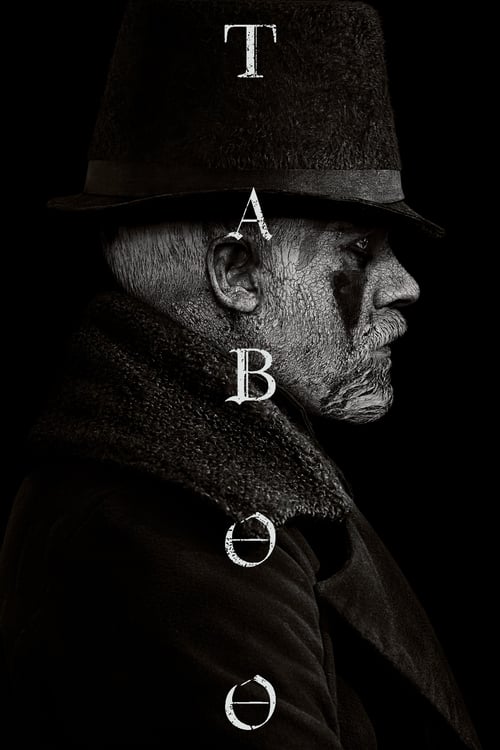 A somber black-and-white portrait of an elderly man in a dark hat and coat, with the word "TABOO" vertically stacked in white letters against a pitch-black background. The mood is mysterious and intense, evoking a sense of forbidden secrets or dark history.