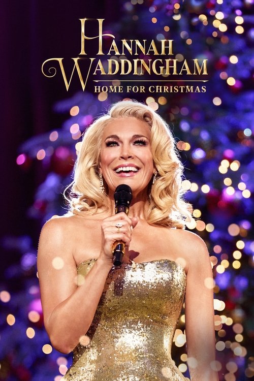 A glamorous blonde woman in a shimmering gold dress stands confidently on stage, holding a microphone. The background is filled with twinkling lights, creating a festive and magical atmosphere. The poster exudes warmth and joy, capturing the essence of a holiday celebration.