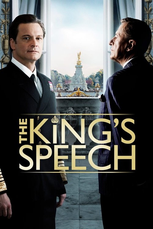 The poster features two men in formal suits standing before a grand, ornate building with a golden dome, evoking a sense of royalty and historical drama. The muted colors of the suits and the soft, diffused light create a somber yet dramatic atmosphere, reflecting the film's blend of personal str...