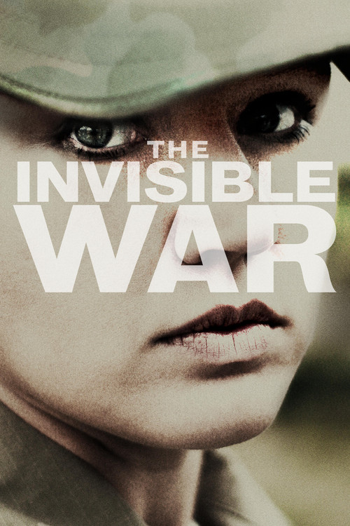 The poster features a soldier's face in muted tones, with the title "The Invisible War" prominently displayed in bold white letters. The somber, contemplative mood evokes themes of conflict and hidden suffering.