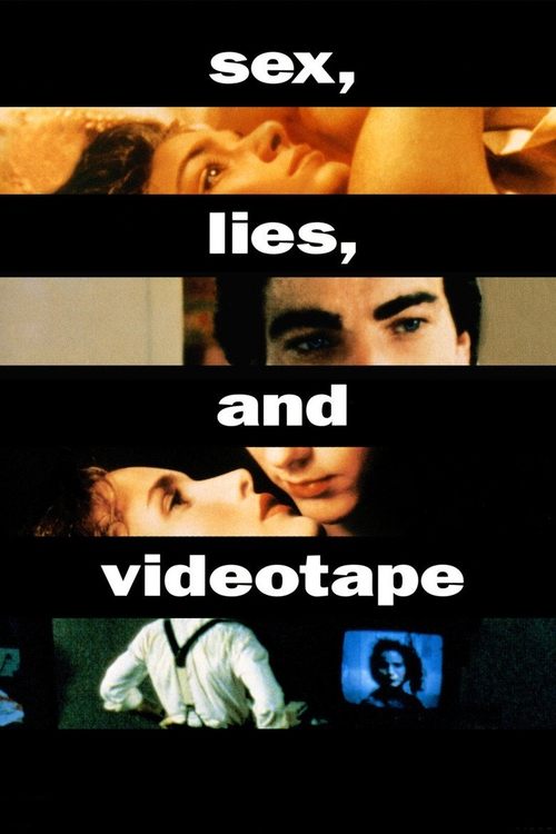 The poster features three distinct scenes: a man in a white shirt, a woman with a blue background, and a man in a dark room. The colors are muted, with warm tones in the top section and cool tones in the bottom. The mood is mysterious and intriguing, hinting at a story involving secrets and hidde...