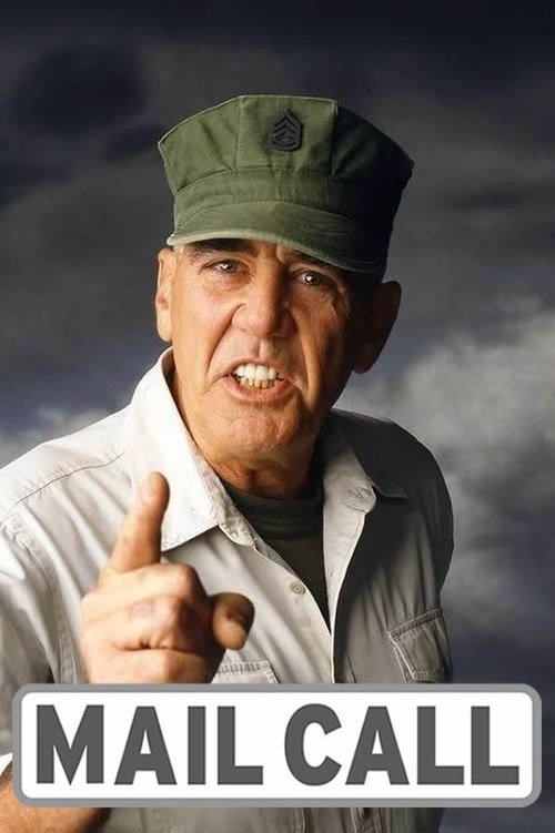 The poster features a rugged man in a military cap pointing forward against a dramatic stormy sky. The bold white text "MAIL CALL" anchors the image, suggesting a call for action or a serious message. The intense expression and weathering suggest a gritty, perhaps war-torn narrative.
