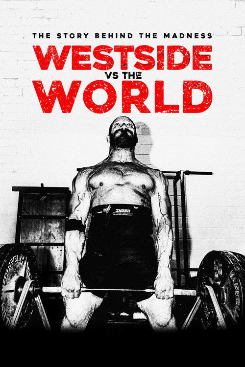 The poster features a muscular man with a beard and tattoos, gripping a barbell over a bench press. The image is in black and white with bold red text for the title. The mood is intense and gritty, suggesting a raw, unfiltered story behind the madness.