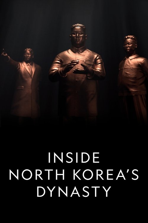 The poster features three figures in dimly lit, golden tones against a dark background, evoking mystery and intrigue. The title "Inside North Korea's Dynasty" is prominently displayed in bold white text, suggesting a dramatic and historical narrative.