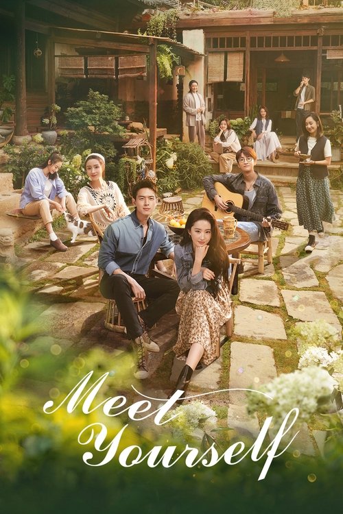 The poster features a group of people in a rustic garden setting, with warm golden lighting enhancing the cozy, nostalgic atmosphere. The characters are dressed in period-appropriate clothing, suggesting a historical drama. The elegant script text "Meet Yourself" adds a touch of sophistication, h...