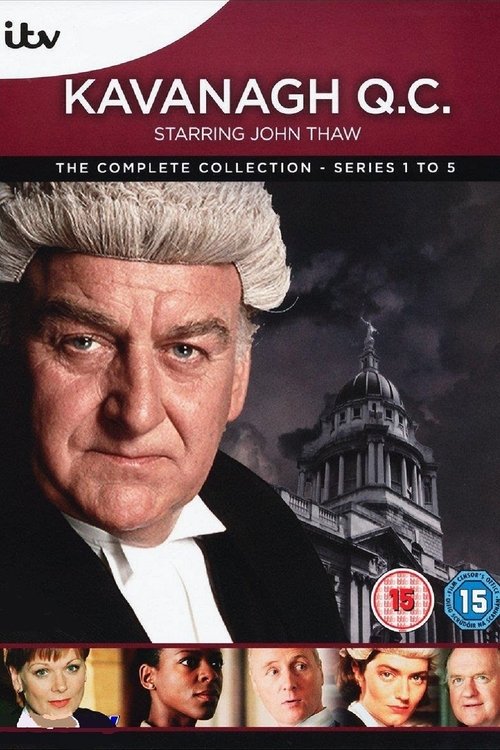 The poster features a close-up of John Thaw in his iconic white wig, exuding authority and mystery. The dark background with the grand clock tower adds a sense of historical drama. The ITV logo and age rating suggest this is a serious drama. The overall mood is serious and intriguing.
