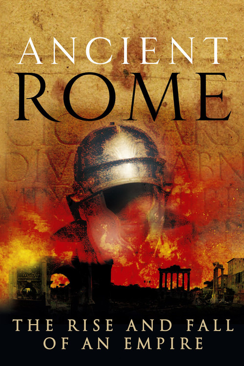 The poster features a helmeted figure against a fiery backdrop, evoking the chaos of ancient Rome. The warm, golden hues contrast with the intense red flames, suggesting destruction and turmoil. The title and subtitle hint at the dramatic rise and fall of an empire, capturing the essence of histo...