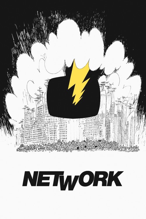 A chaotic cityscape erupts with smoke and destruction, while a crowd watches intently. The bold black and white design contrasts sharply with the vibrant yellow lightning bolt, creating a dramatic and intense atmosphere.