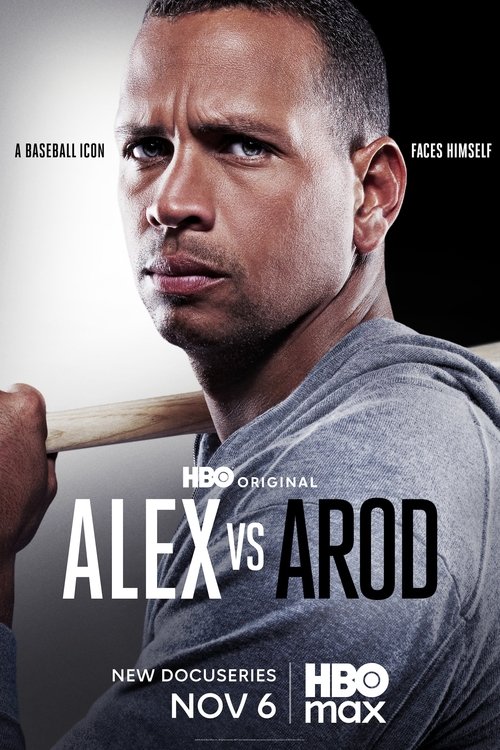 The poster features a close-up of actor Alex Rodriguez against a stark black background, exuding intensity and determination. The bold, contrasting colors of white and black create a dramatic, high-contrast visual that emphasizes the central conflict between the two characters. The HBO logo and "...