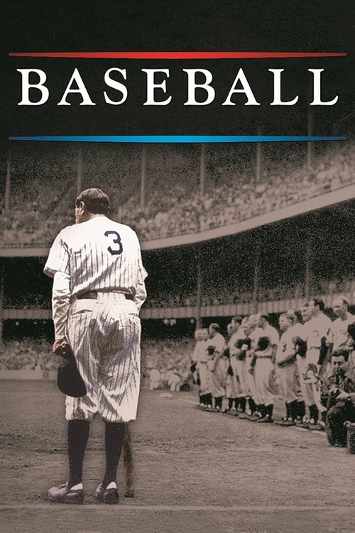 The poster features a baseball player in a white uniform with the number 3, standing on a field with a crowd in the background. The scene captures a nostalgic, timeless atmosphere with sepia tones and a sense of anticipation.