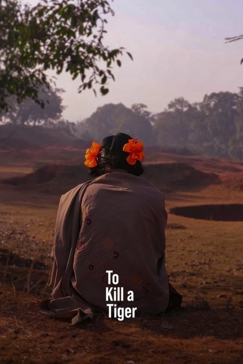 A lone figure sits on the ground, adorned with vibrant orange flowers, gazing out over a desolate landscape. The muted earth tones and soft lighting evoke a somber, reflective mood, hinting at the film's themes of survival and resilience.