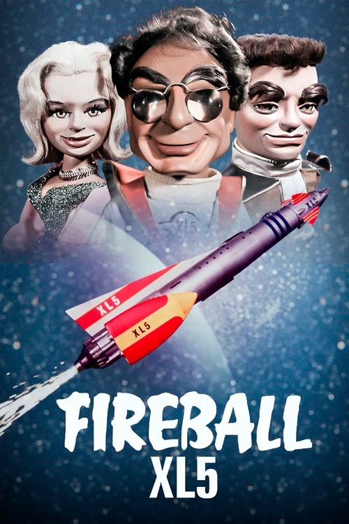This poster features three animated characters against a starry blue background, with a rocket flying through the scene. The vibrant colors and playful expressions convey a fun, adventurous mood, suggesting a space-themed animated series.