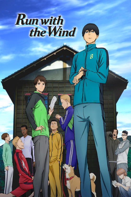 The poster features a vibrant scene with a group of diverse characters gathered around a wooden cabin, set against a bright blue sky. The colors are vivid, with the teal and green clothing of the main characters standing out against the warm tones of the cabin and the sky. The mood is lively and ...