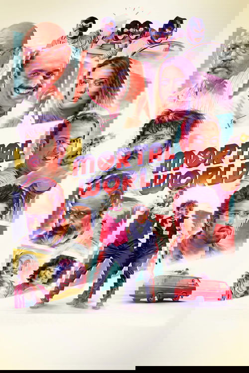 This vibrant poster features a collage of diverse characters, including a red car, a man in a suit, and a woman with a confident smile. The bold, colorful design and dynamic composition evoke a sense of excitement and adventure, capturing the essence of an action-packed film.