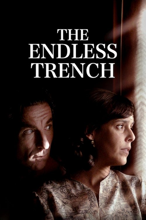 The dark, moody poster features two characters in shadowy tones, evoking a sense of mystery and tension. The title "The Endless Trench" is prominently displayed in bold, white letters against the dark background, suggesting a gritty, perhaps dystopian setting.