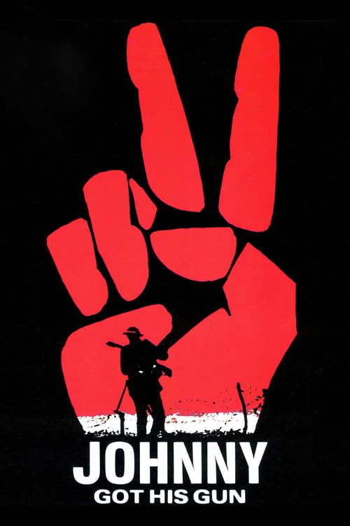 The poster features a bold red fist silhouette against a black background, with a dark figure standing beneath it. The title "Johnny Got His Gun" is prominently displayed in white text at the bottom, evoking a gritty, action-oriented mood.
