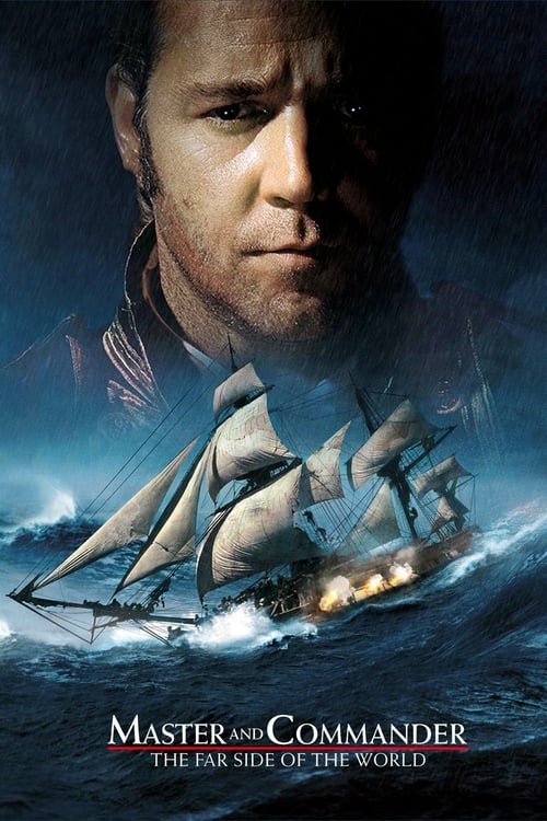The poster features a dramatic close-up of actor Tom Hanks against a dark, stormy backdrop. Below him, a majestic sailing ship glides through turbulent waters, illuminated by the glow of a distant ship's engine. The deep blues and blacks evoke a sense of mystery and adventure, while the title "Ma...